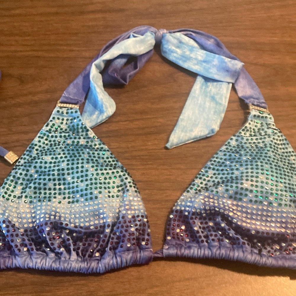 Blue and Purple Sequin Bikini Top